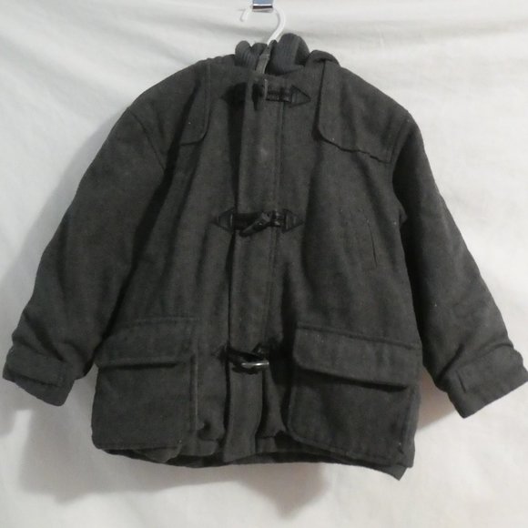 BIG CHILL | size 4 | Reversible Charcoal Hooded Toggle and Zip-Up Coat | GUC - Picture 2 of 16